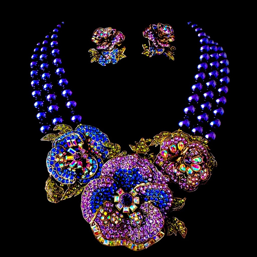Heidi Daus "Bloomsday Beauty" Beaded Crystal Floral Necklace Set